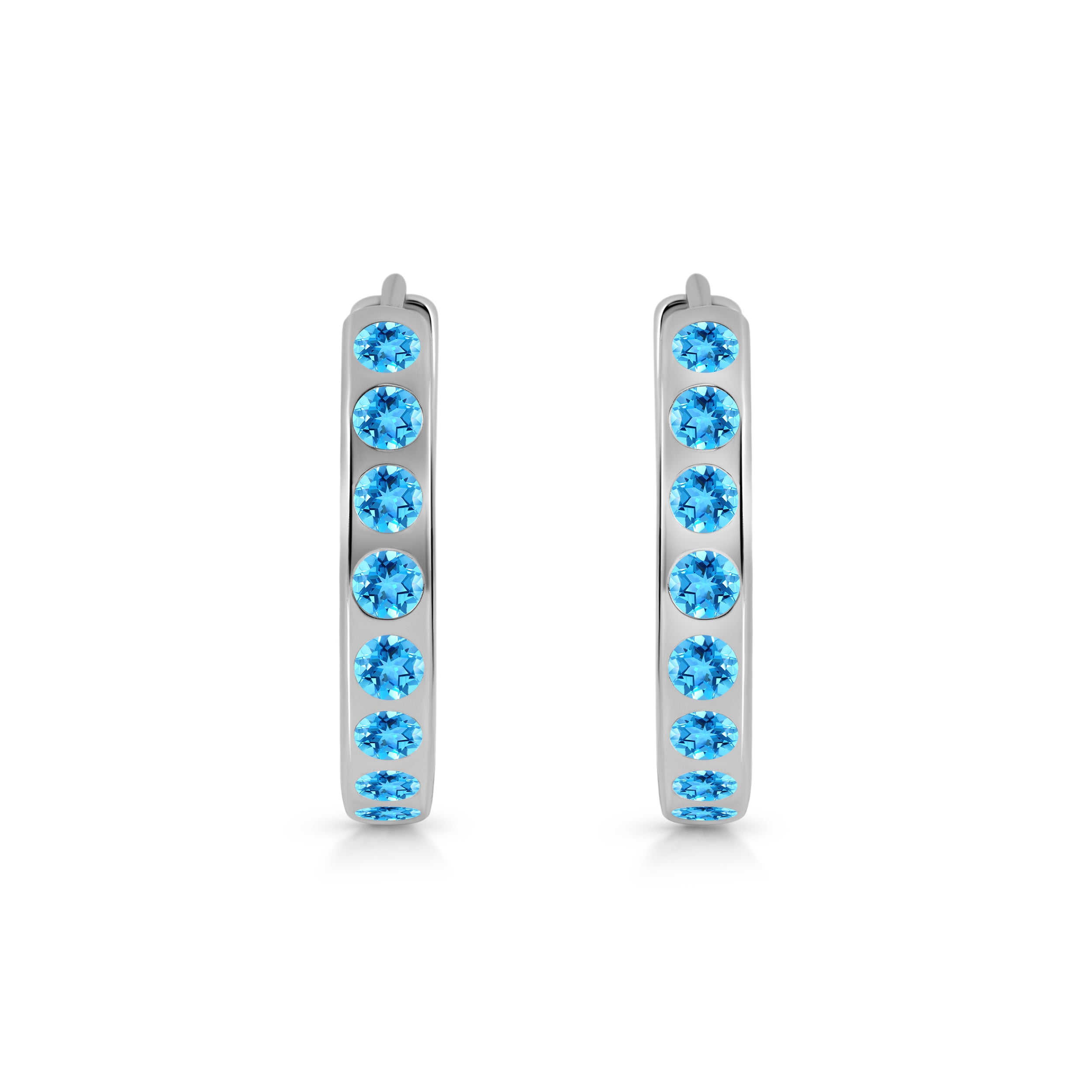 Swiss Blue Topaz Hoop Earring-(SBTZ-SE-1277.)